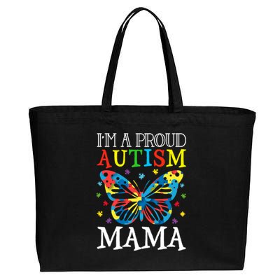 Autism Awareness Butterfly Design IM A Proud Autism Mama Gift Cotton Canvas Jumbo Tote