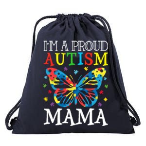 Autism Awareness Butterfly Design IM A Proud Autism Mama Gift Drawstring Bag