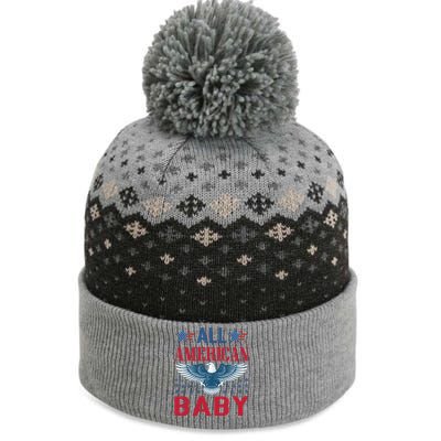 All American Baby Patriotic The Baniff Cuffed Pom Beanie