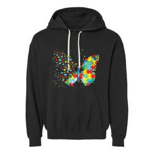 Autism Awareness Butterfly Peace Lover Gift Men Women Garment-Dyed Fleece Hoodie