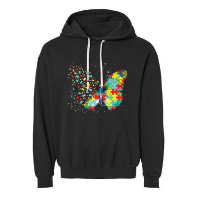 Autism Awareness Butterfly Peace Lover Gift Men Women Garment-Dyed Fleece Hoodie