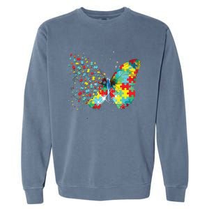 Autism Awareness Butterfly Peace Lover Gift Men Women Garment-Dyed Sweatshirt