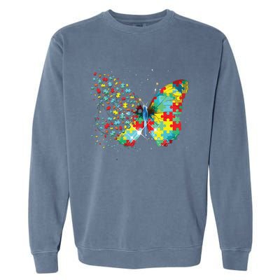 Autism Awareness Butterfly Peace Lover Gift Men Women Garment-Dyed Sweatshirt