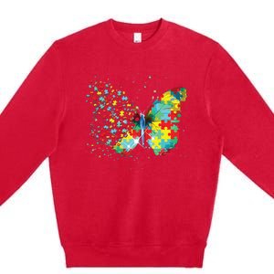 Autism Awareness Butterfly Peace Lover Gift Men Women Premium Crewneck Sweatshirt