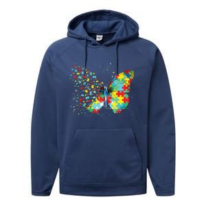 Autism Awareness Butterfly Peace Lover Gift Men Women Performance Fleece Hoodie