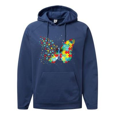 Autism Awareness Butterfly Peace Lover Gift Men Women Performance Fleece Hoodie