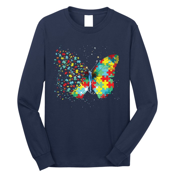 Autism Awareness Butterfly Peace Lover Gift Men Women Long Sleeve Shirt