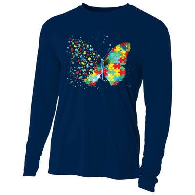 Autism Awareness Butterfly Peace Lover Gift Men Women Cooling Performance Long Sleeve Crew