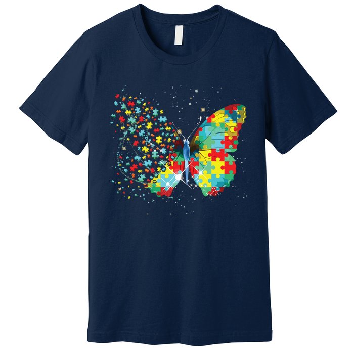 Autism Awareness Butterfly Peace Lover Gift Men Women Premium T-Shirt