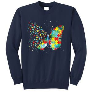 Autism Awareness Butterfly Peace Lover Gift Men Women Tall Sweatshirt