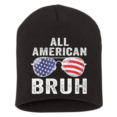 All American Bruh 4th Of July Patriotic Short Acrylic Beanie