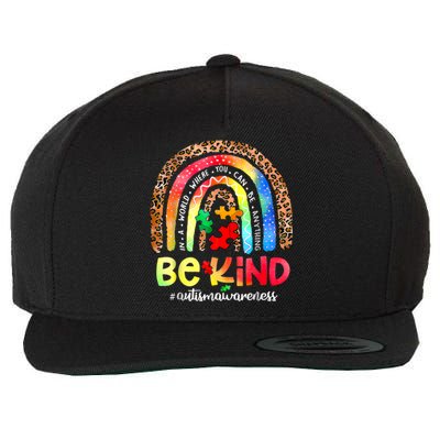 Autism Awareness Be Kind Leopard Rainbow Choose Kindness Great Gift Wool Snapback Cap