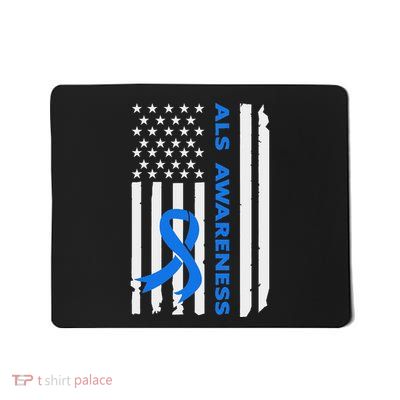 Als Awareness Blue Ribbon American Flag Mousepad
