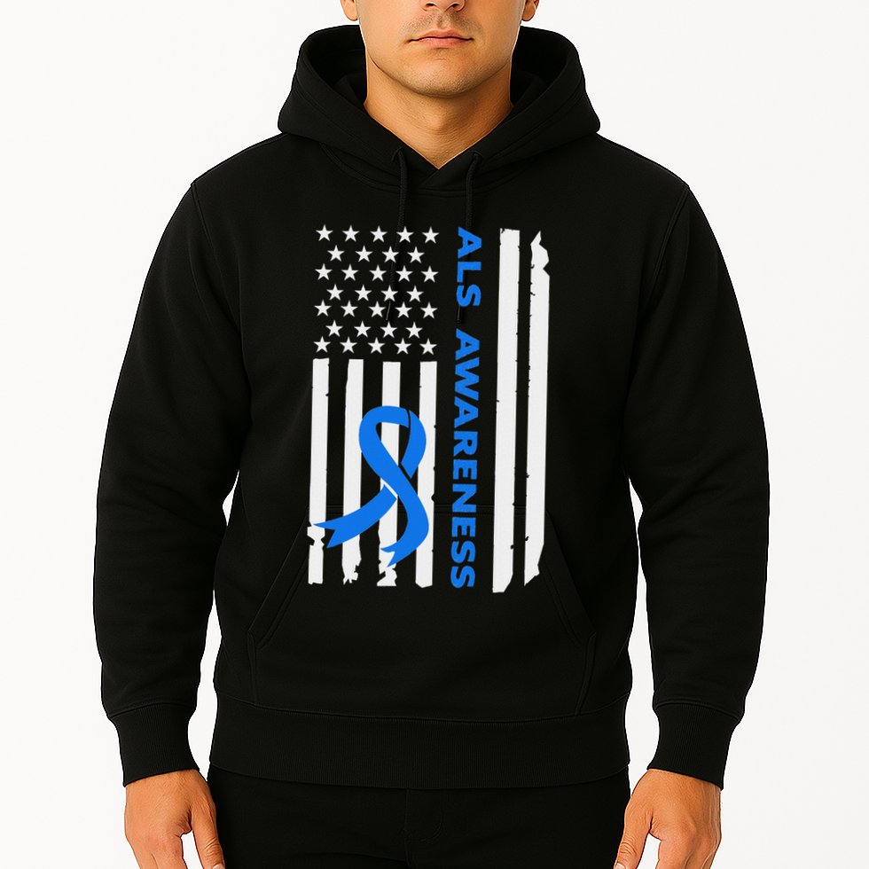 Als Awareness Blue Ribbon American Flag Hoodie