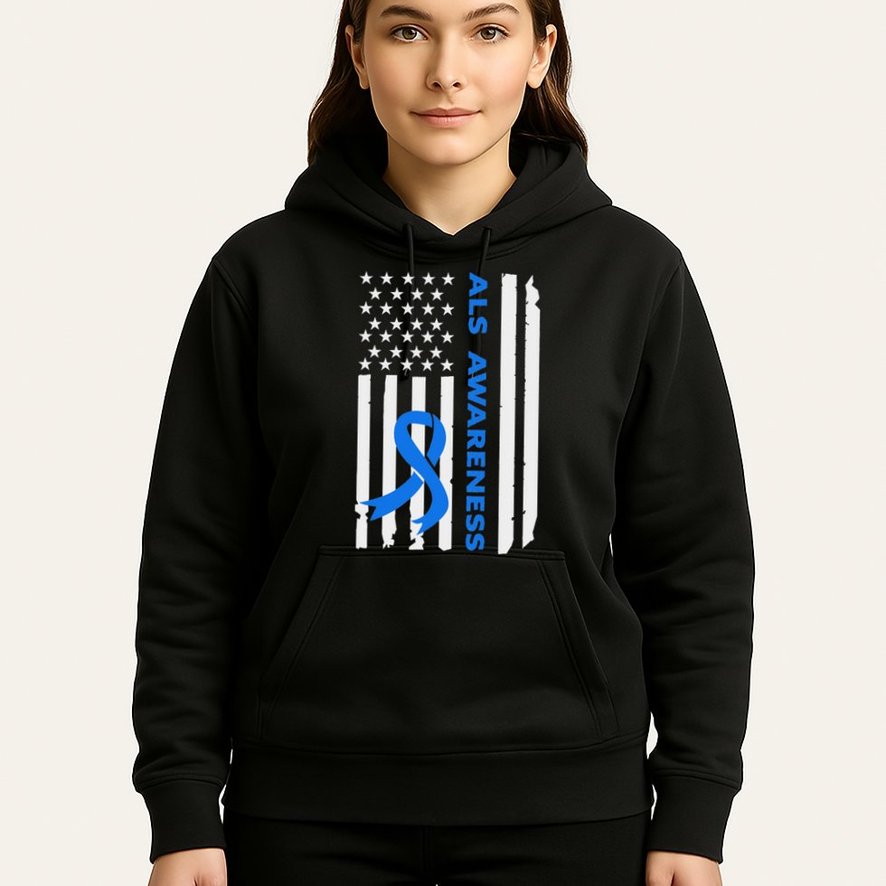 Als Awareness Blue Ribbon American Flag Hoodie