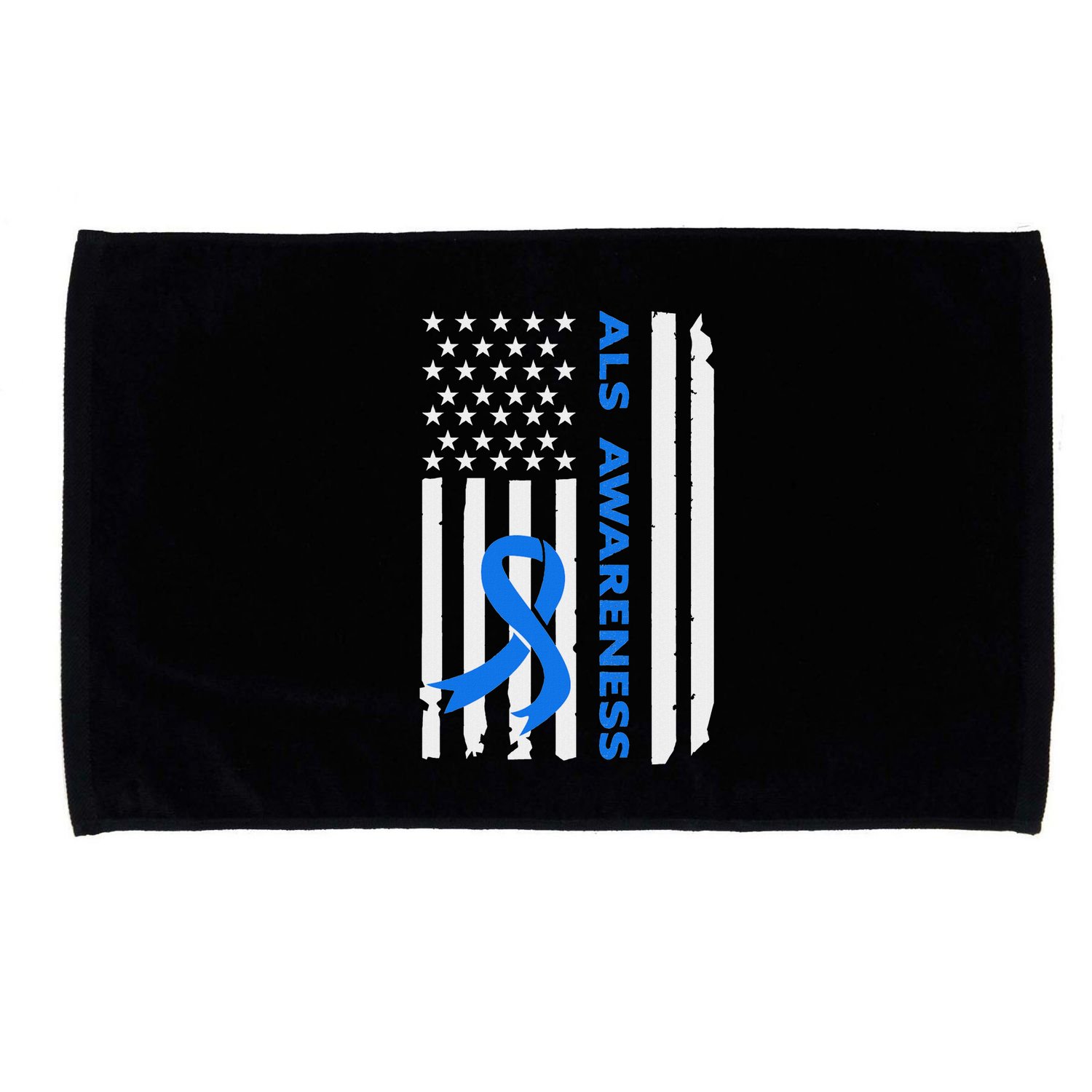Als Awareness Blue Ribbon American Flag Microfiber Hand Towel