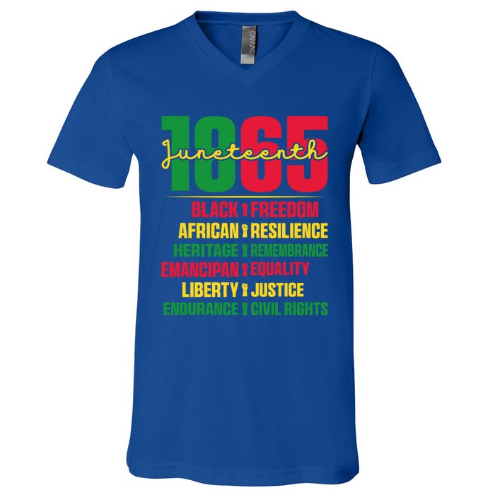 African American Black History 1865 Celebrating Junenth Funny Gift V-Neck T-Shirt