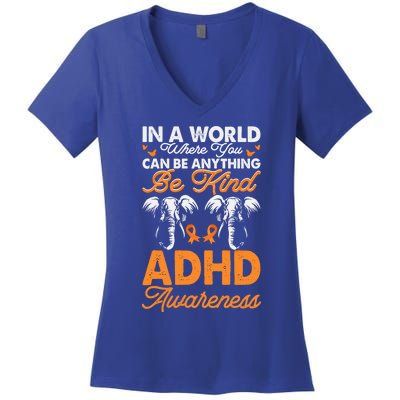 Adhd Awareness Be Anything Be Kind Autism Awareness Cute Gift Women's V-Neck T-Shirt