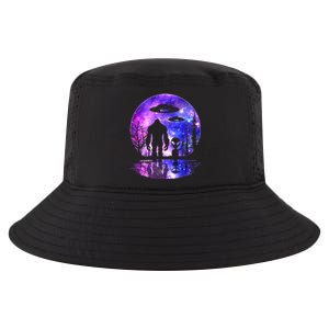 Alien And Bigfoot Full Moon Sasquatch Ufo Cool Comfort Performance Bucket Hat