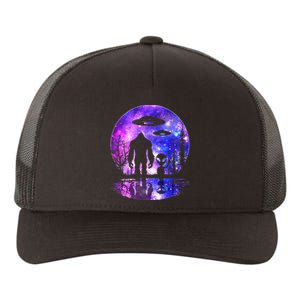 Alien And Bigfoot Full Moon Sasquatch Ufo Yupoong Adult 5-Panel Trucker Hat