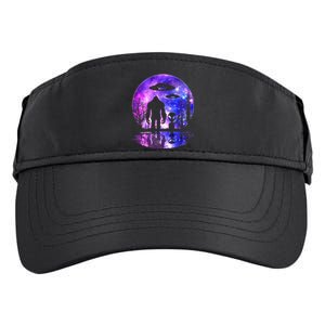 Alien And Bigfoot Full Moon Sasquatch Ufo Adult Drive Performance Visor