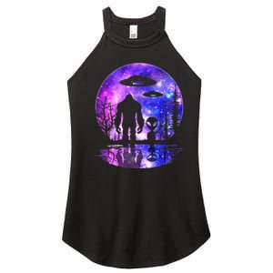 Alien And Bigfoot Full Moon Sasquatch Ufo Women's Perfect Tri Rocker Tank