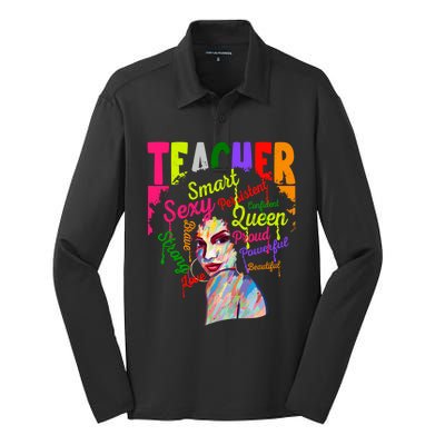 African American Black History Juneteenth Teacher Cool Gift Silk Touch Performance Long Sleeve Polo