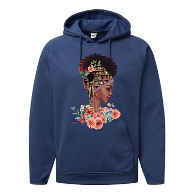 African American Black Librarian Reading Teacher Library Gift Performance Fleece Hoodie