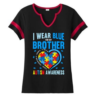 Autism Awareness Brother funny support Ladies Halftime Notch Neck Tee