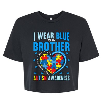 Autism Awareness Brother funny support Bella+Canvas Jersey Crop Tee