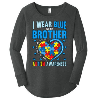 Autism Awareness Brother funny support Women's Perfect Tri Tunic Long Sleeve Shirt