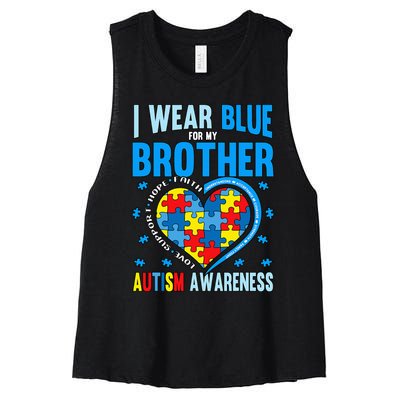 Autism Awareness Brother funny support Women's Racerback Cropped Tank