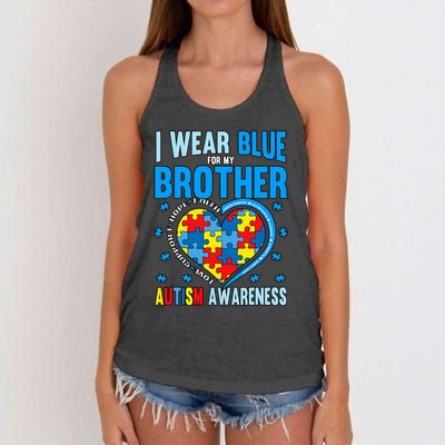 Autism Awareness Brother funny support Women's Knotted Racerback Tank