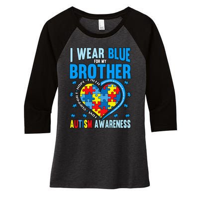 Autism Awareness Brother funny support Women's Tri-Blend 3/4-Sleeve Raglan Shirt