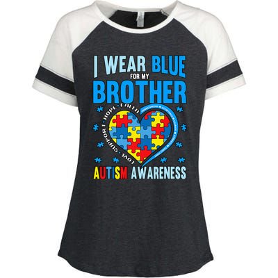 Autism Awareness Brother funny support Enza Ladies Jersey Colorblock Tee