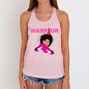 African American Black Breast Cancer Warrior Gift Women's Knotted Racerback Tank