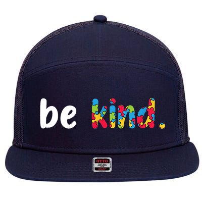 Autism Awareness Be Kind Colorful Puzzle Pieces 7 Panel Mesh Trucker Snapback Hat