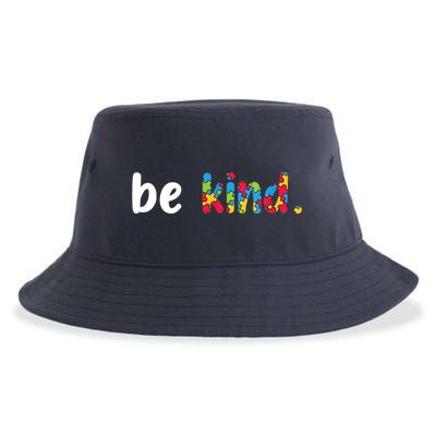 Autism Awareness Be Kind Colorful Puzzle Pieces Sustainable Bucket Hat
