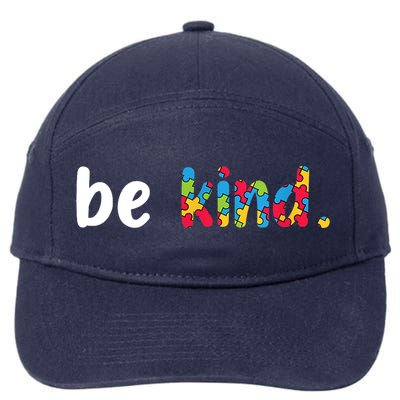 Autism Awareness Be Kind Colorful Puzzle Pieces 7-Panel Snapback Hat