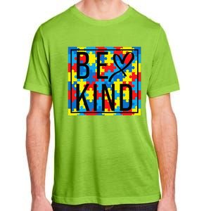 Autism Awareness Be Kind Kindness Puzzle Ribbon Heart Adult ChromaSoft Performance T-Shirt