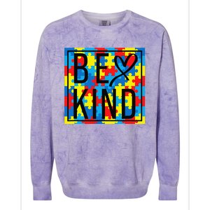 Autism Awareness Be Kind Kindness Puzzle Ribbon Heart Colorblast Crewneck Sweatshirt