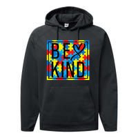 Autism Awareness Be Kind Kindness Puzzle Ribbon Heart Performance Fleece Hoodie