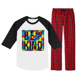 Autism Awareness Be Kind Kindness Puzzle Ribbon Heart Raglan Sleeve Pajama Set