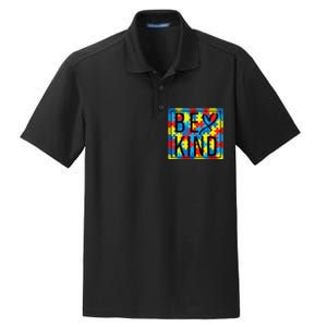 Autism Awareness Be Kind Kindness Puzzle Ribbon Heart Dry Zone Grid Polo