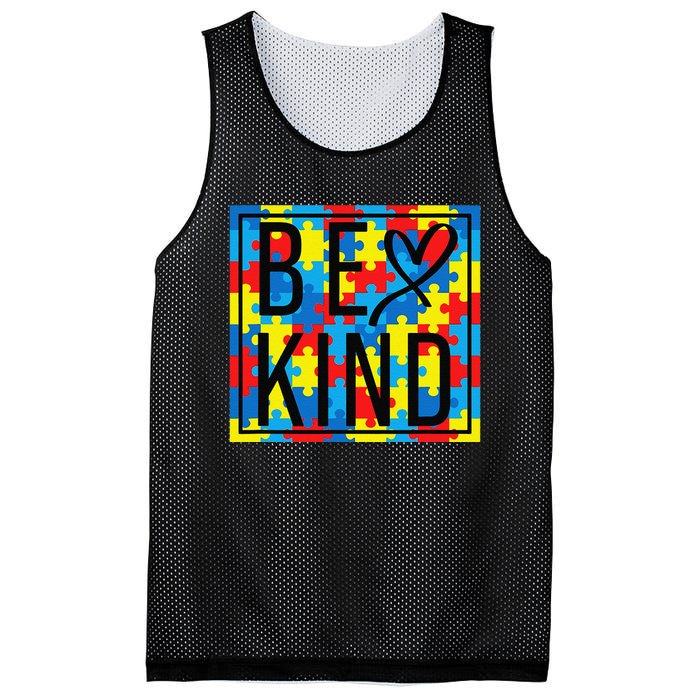 Autism Awareness Be Kind Kindness Puzzle Ribbon Heart Mesh Reversible Basketball Jersey Tank