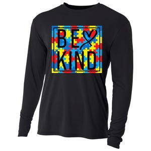 Autism Awareness Be Kind Kindness Puzzle Ribbon Heart Cooling Performance Long Sleeve Crew