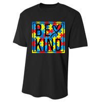 Autism Awareness Be Kind Kindness Puzzle Ribbon Heart Performance Sprint T-Shirt