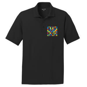 Autism Awareness Be Kind Kindness Puzzle Ribbon Heart PosiCharge RacerMesh Polo