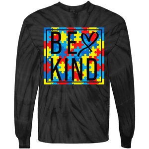 Autism Awareness Be Kind Kindness Puzzle Ribbon Heart Tie-Dye Long Sleeve Shirt