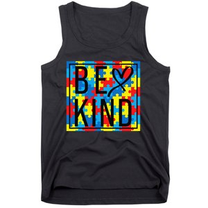 Autism Awareness Be Kind Kindness Puzzle Ribbon Heart Tank Top